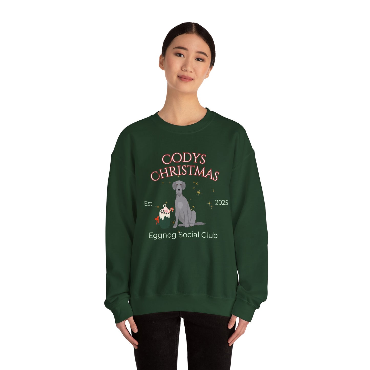 Irish Wolfhound Dog Christmas Social Club Unisex Heavy Blend Crewneck Sweatshirt Custom Name