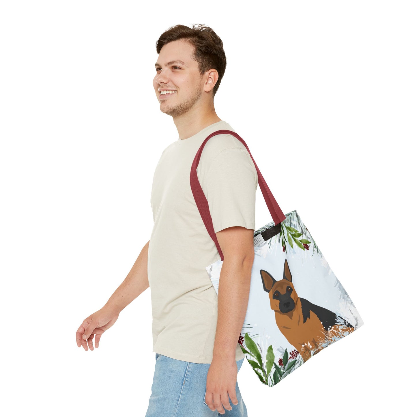 German Shepherd Dog Christmas Holiday Tote Bag 16x16