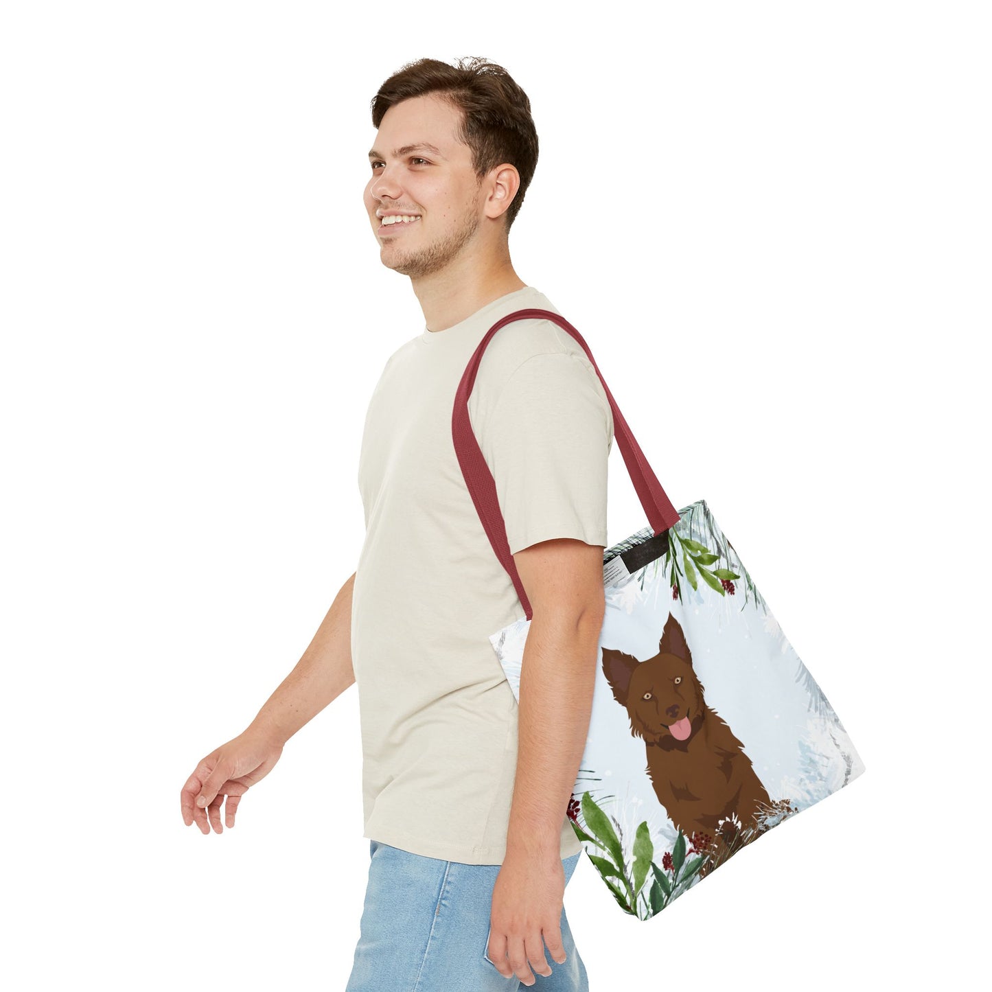 Mudi Dog Christmas Holiday Tote Bag 16x16