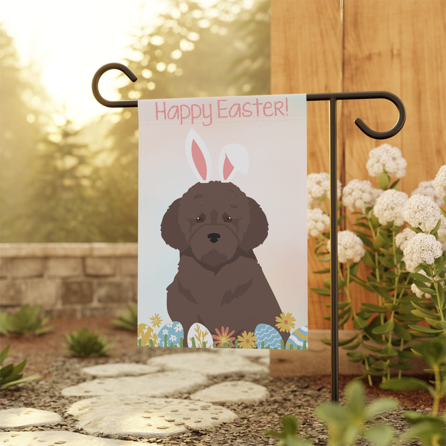 Lagotto Romagnolo Dog Happy Easter Garden Flag
