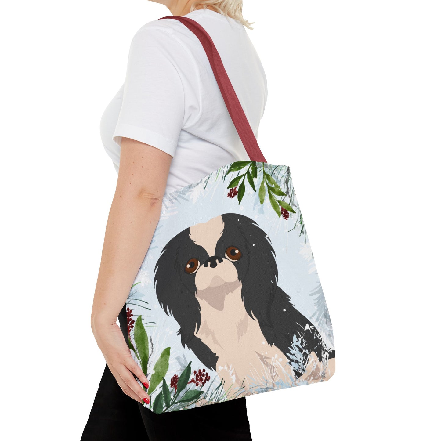 Japanese Chin Dog Christmas Holiday Tote Bag 16x16