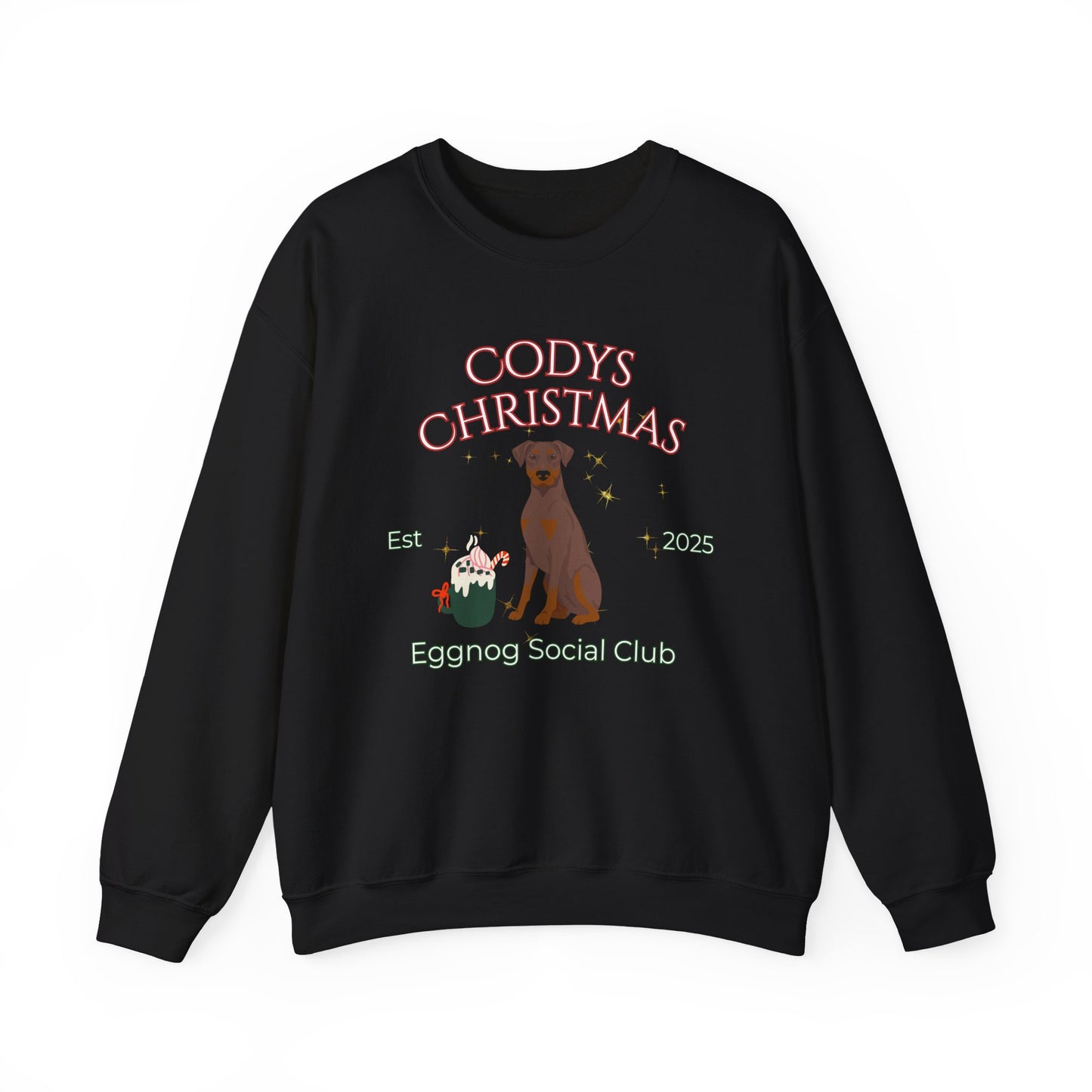 Doberman Pinscher Dog Christmas Social Club Unisex Heavy Blend Crewneck Sweatshirt Custom Name