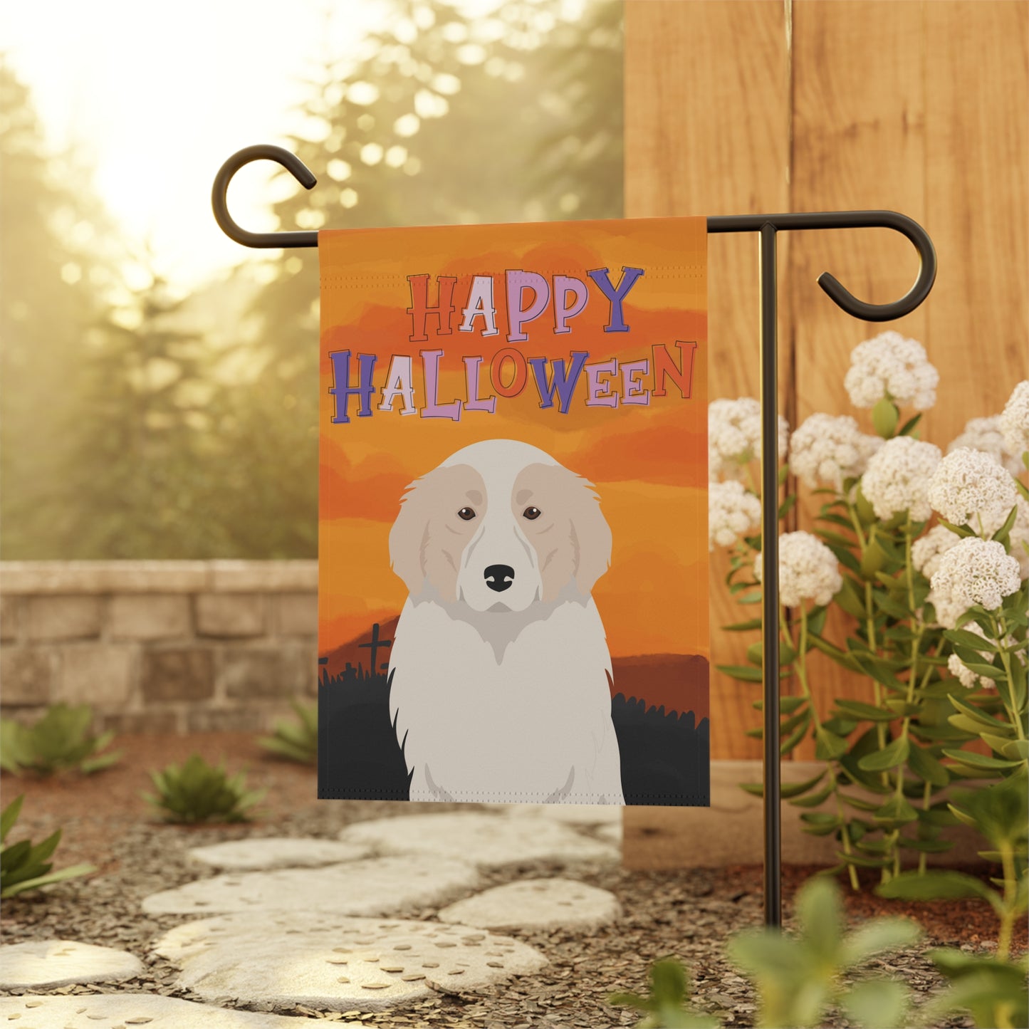 Great Pyrenees Dog Halloween Garden Flag