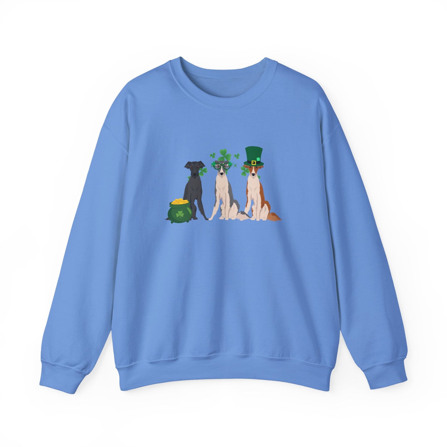 Silken Windhound Dog St Patricks Day Unisex Heavy Blend Crewneck Sweatshirt, St Pattys day, Cute Dog Mom Gift
