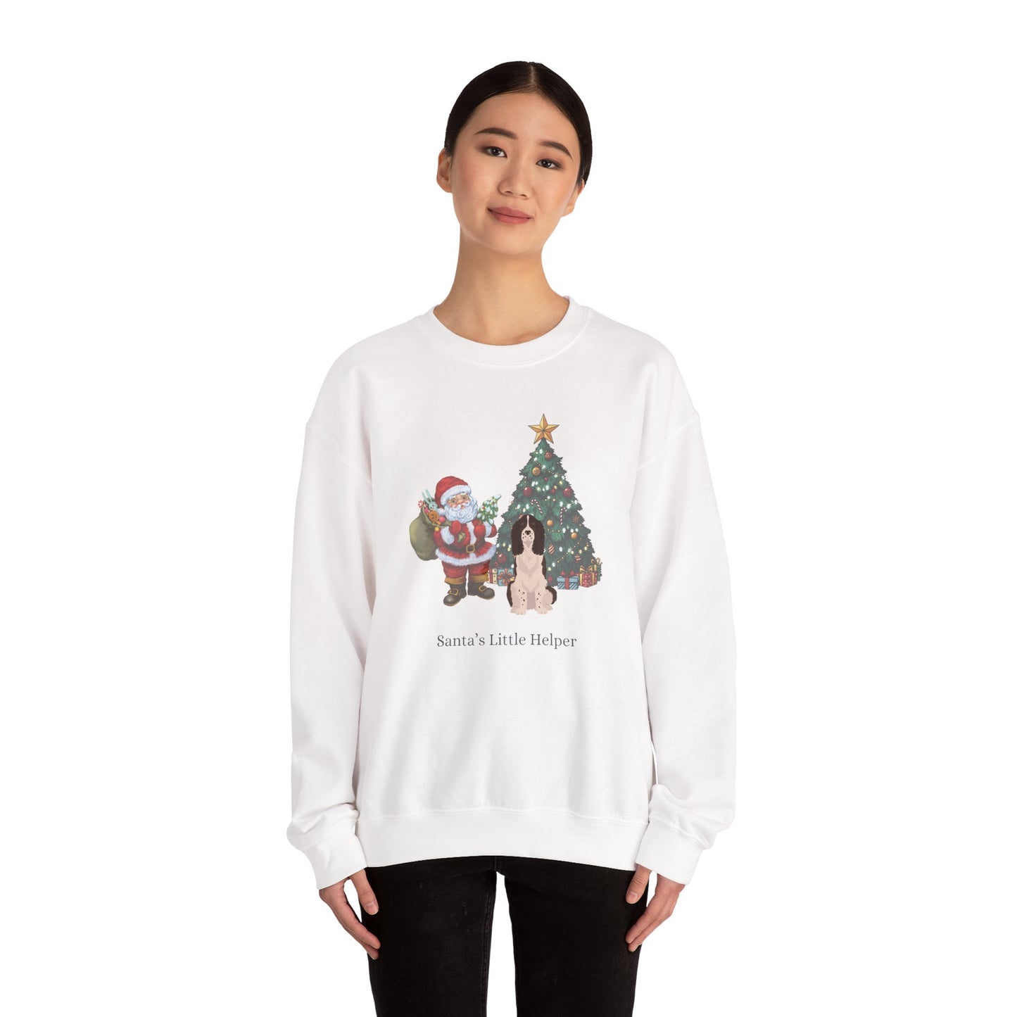 English Springer Spaniel Dog Santa's Little Helper Unisex Heavy Blend Crewneck Sweatshirt