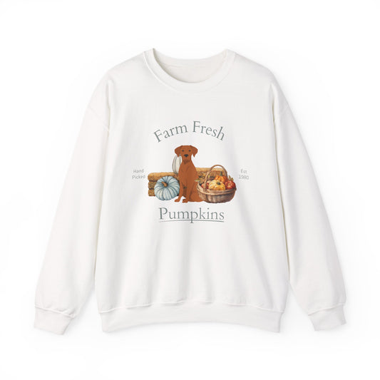 Rhodesian Ridgeback Dog Fall Farm Fresh Unisex Heavy Blend Crewneck Sweatshirt