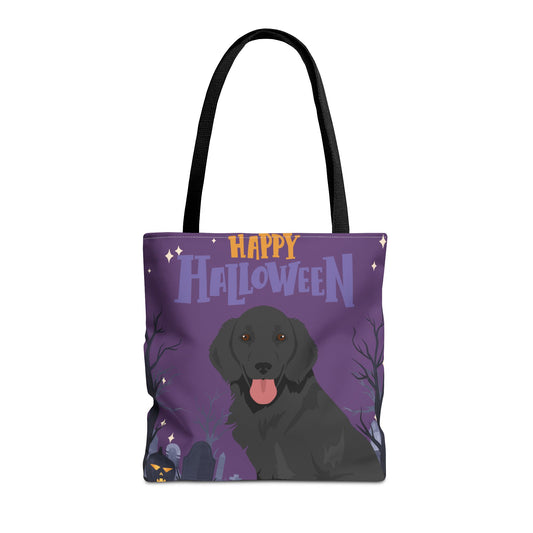 Flat Coated Retriever Dog Happy Halloween Tote Bag 16x16
