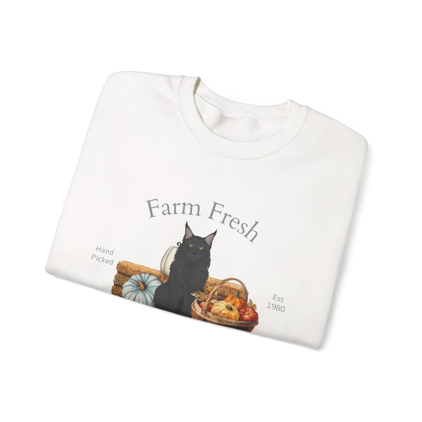 Maine Coon Cat Fall Farm Fresh Unisex Heavy Blend Crewneck Sweatshirt