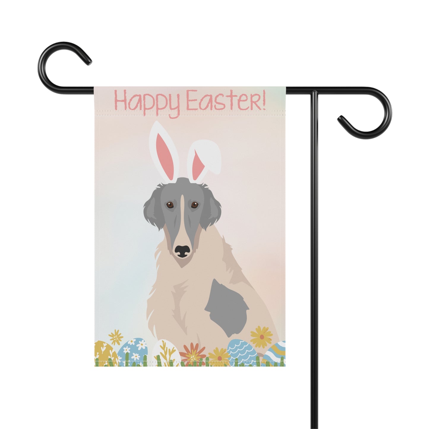 Borzoi Dog Happy Easter Garden Flag