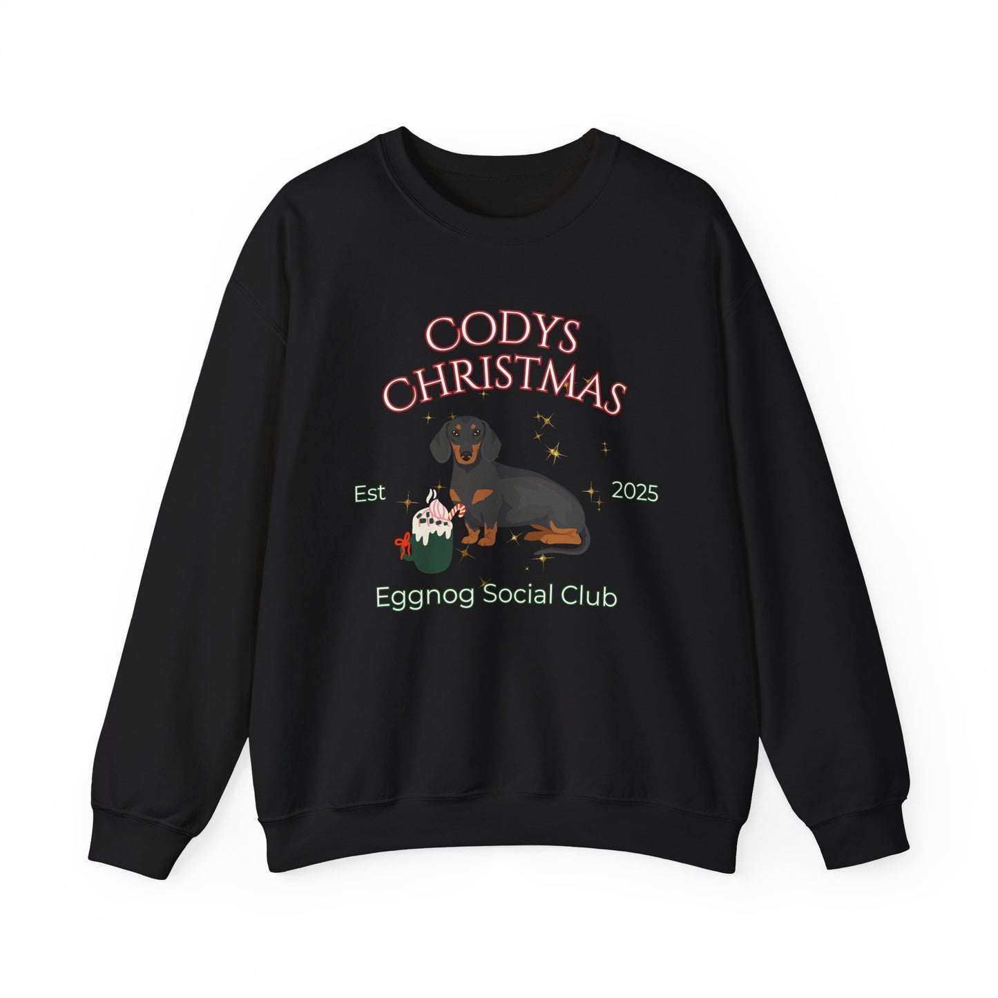 Dachshund Dog Christmas Social Club Unisex Heavy Blend Crewneck Sweatshirt Custom Name
