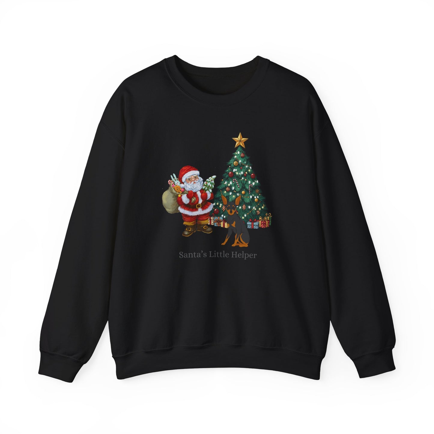 Miniature Pinscher Dog Santa's Little Helper Unisex Heavy Blend Crewneck Sweatshirt