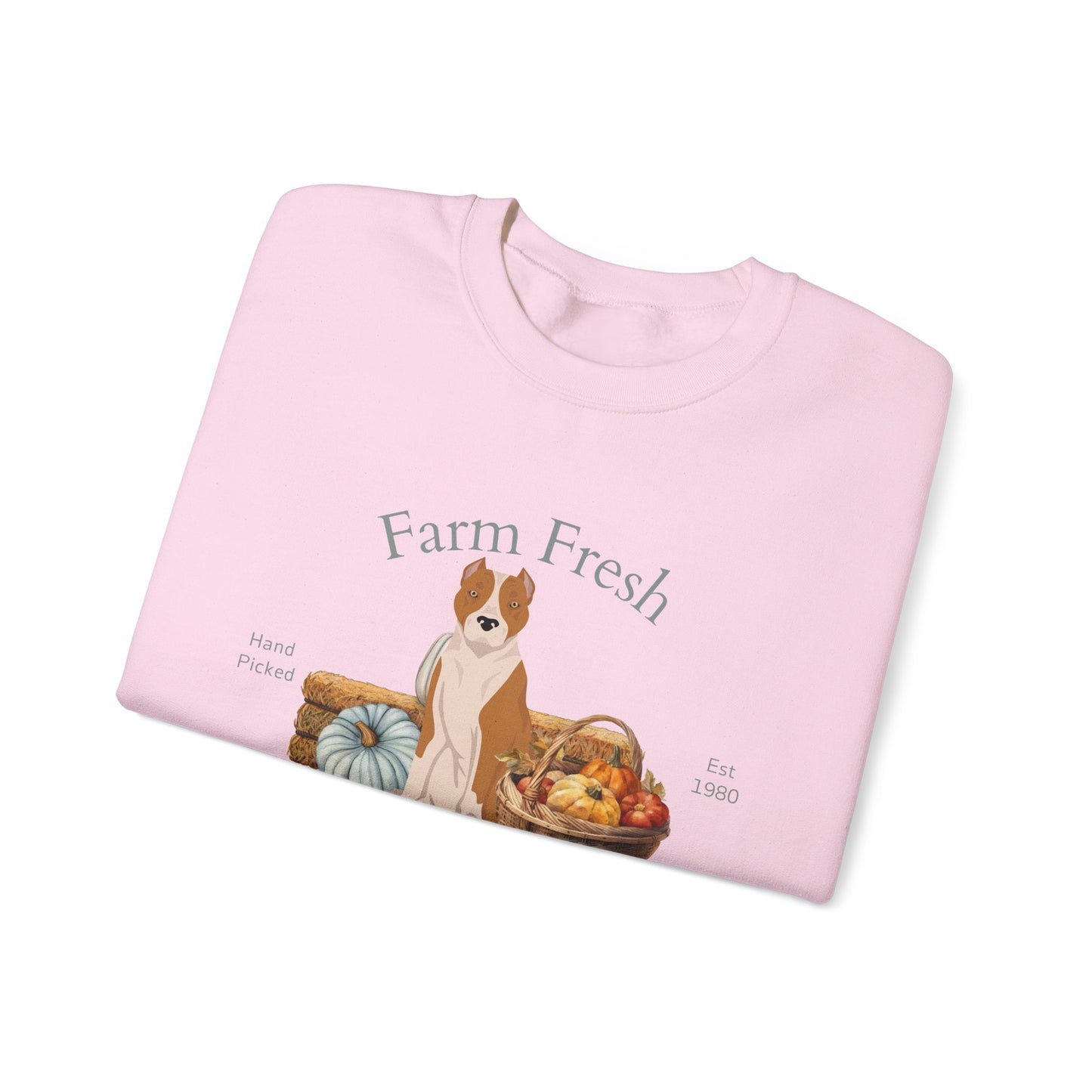 American Staffordshire Terrier Dog Fall Farm Fresh Unisex Heavy Blend Crewneck Sweatshirt