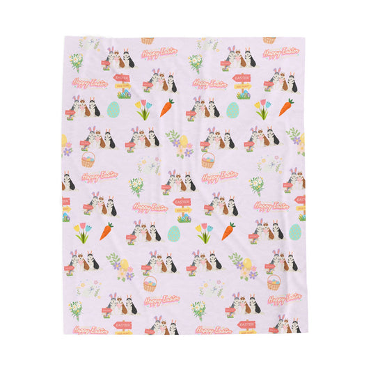 Siberian Husky Dog Easter Velveteen Plush Blanket