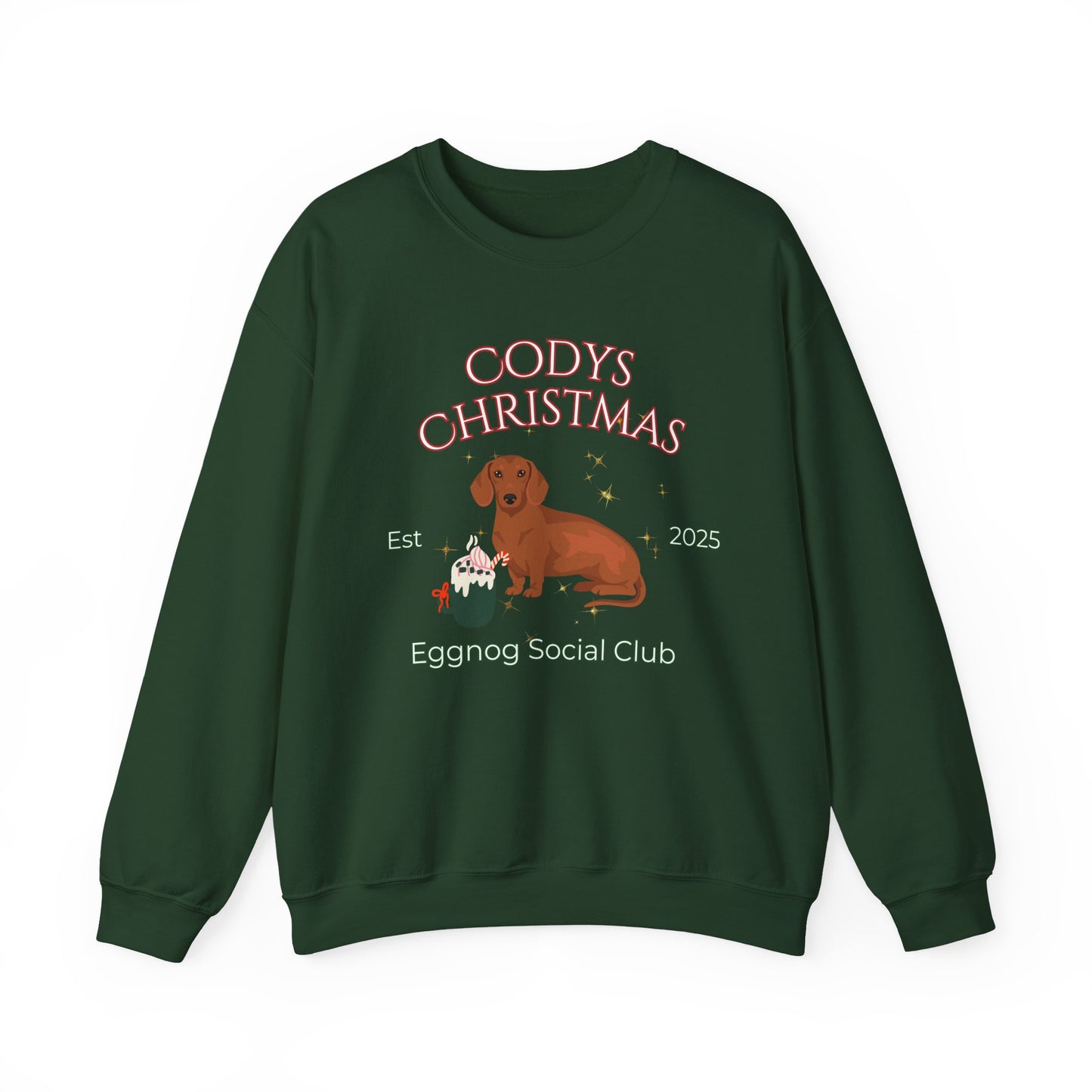 Dachshund Dog Christmas Social Club Unisex Heavy Blend Crewneck Sweatshirt Custom Name