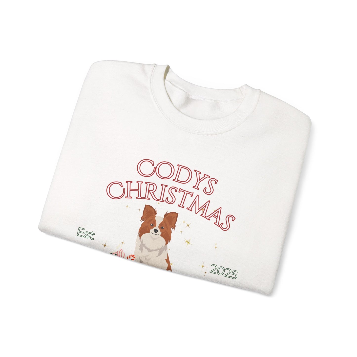 Papillon Dog Christmas Social Club Unisex Heavy Blend Crewneck Sweatshirt Custom Name