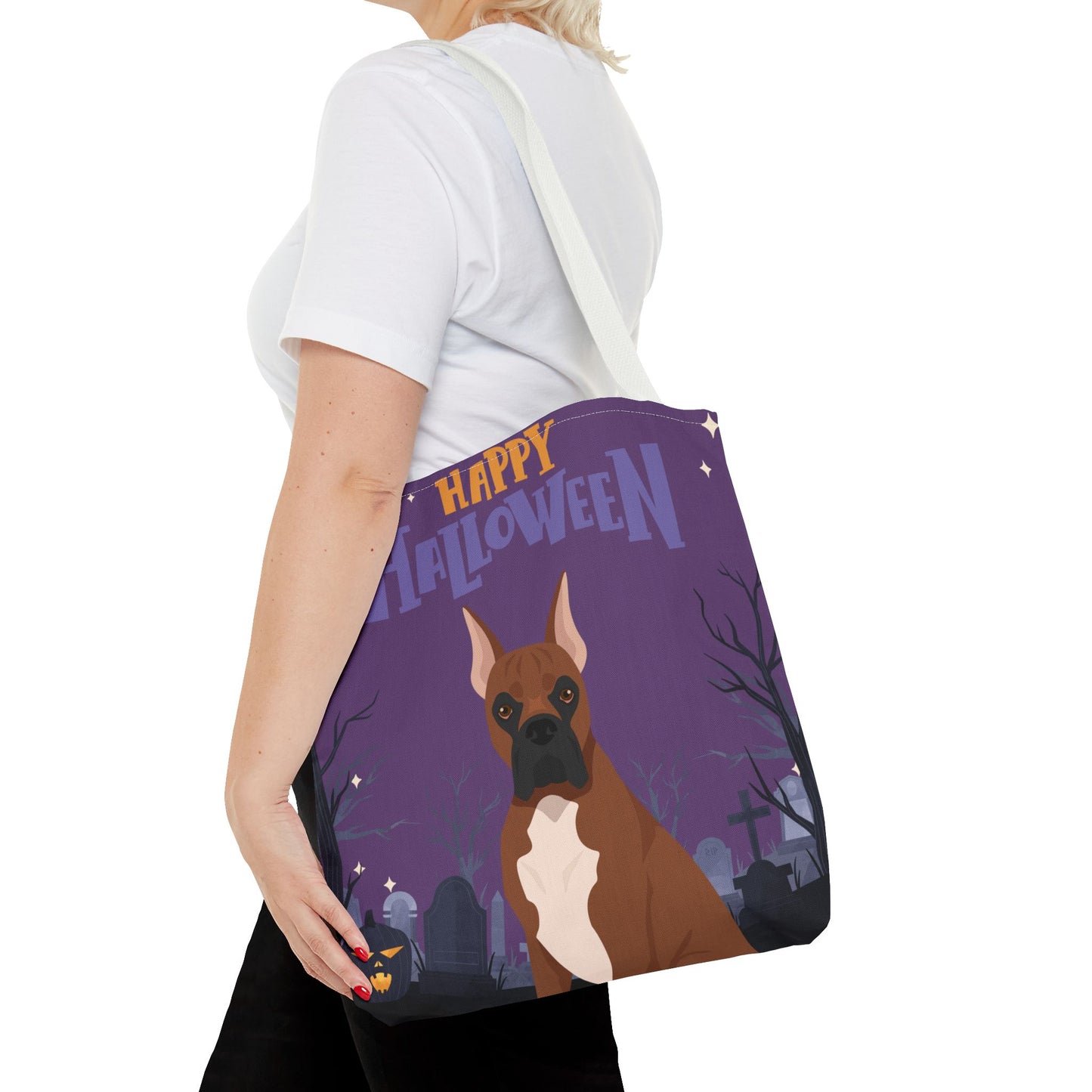 Boxer Dog Happy Halloween Tote Bag 16x16