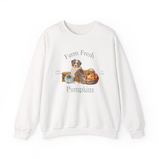 Miniature American Shepherd Dog Fall Farm Fresh Unisex Heavy Blend Crewneck Sweatshirt