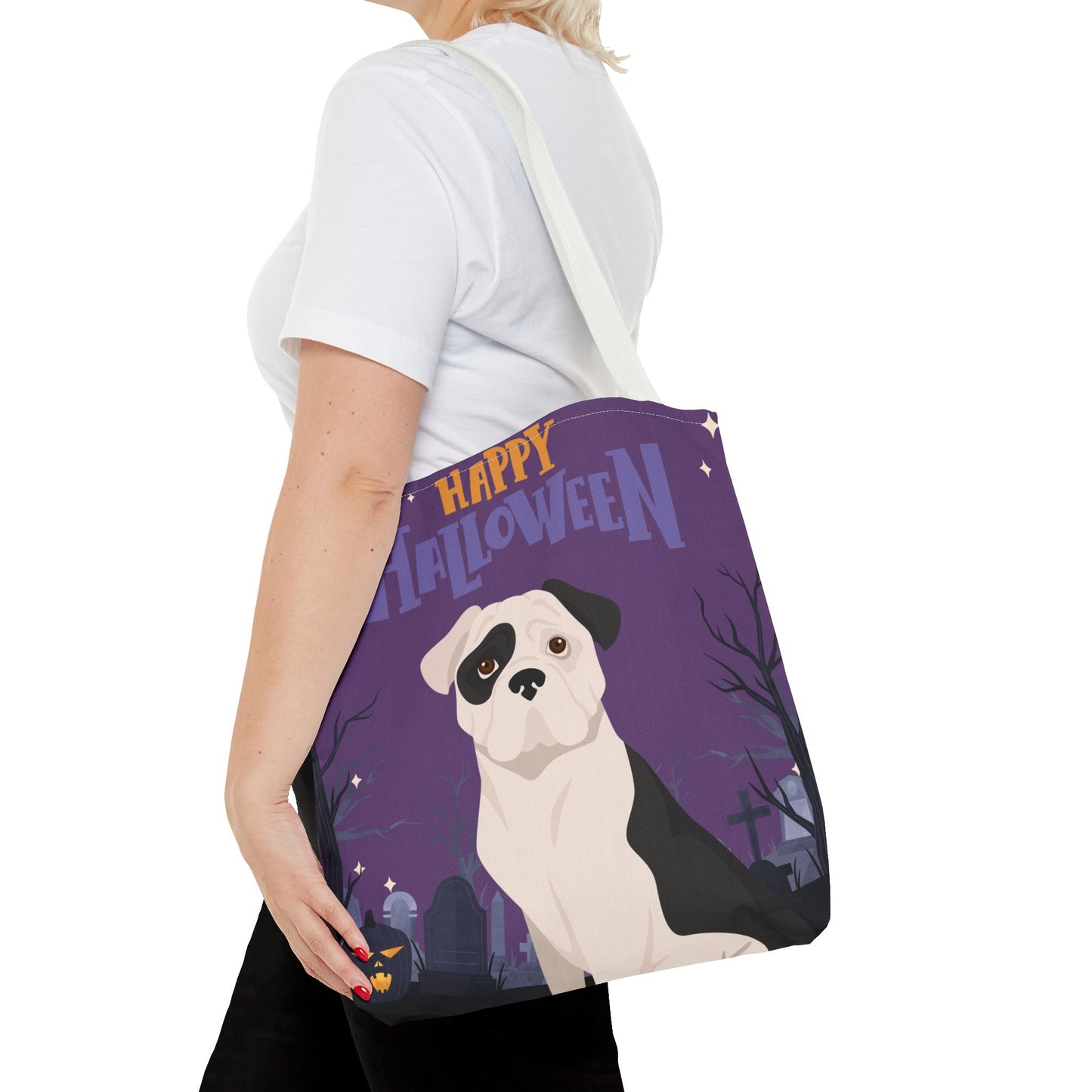 American Bulldog Dog Happy Halloween Tote Bag 16x16