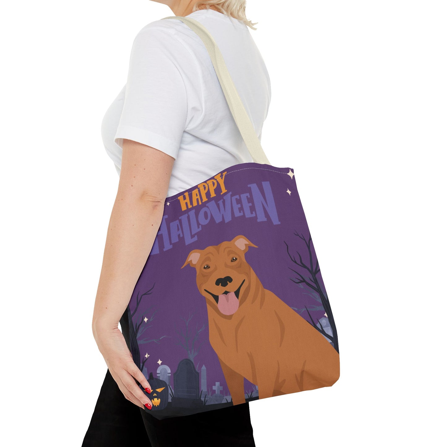 Pit Bull Dog Happy Halloween Tote Bag 16x16