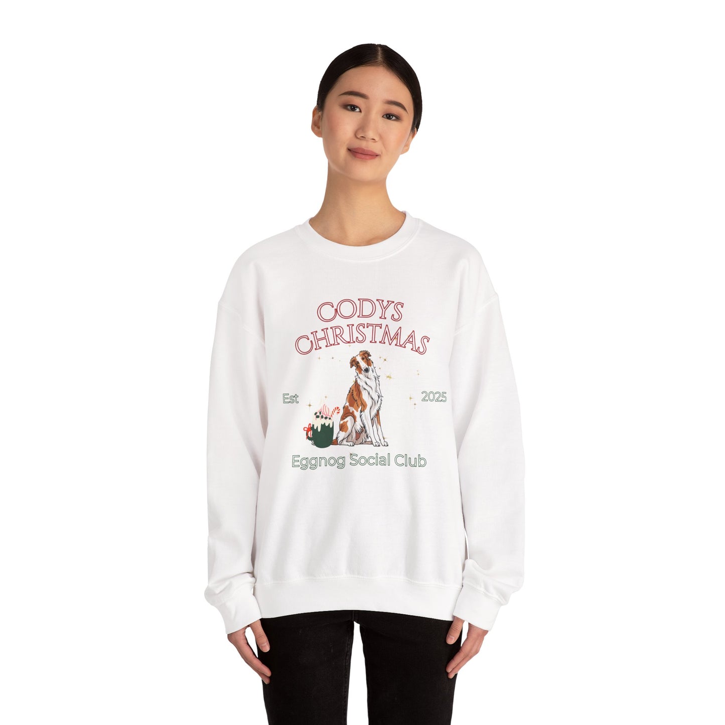 Borzoi Dog Christmas Social Club Unisex Heavy Blend Crewneck Sweatshirt Custom Name