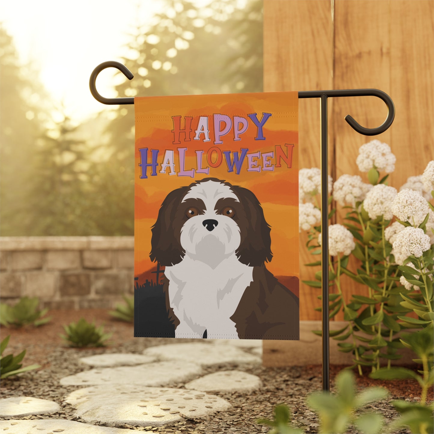 Shih Tzu Dog Halloween Garden Flag
