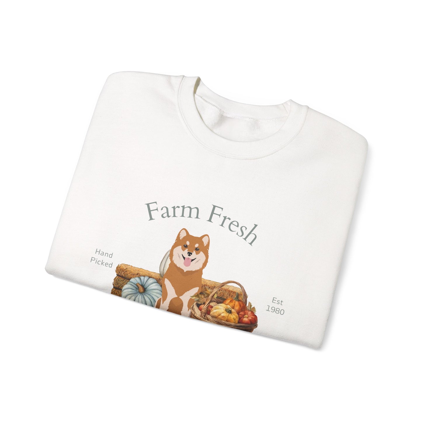 Finnish Lapphund Dog Fall Farm Fresh Unisex Heavy Blend Crewneck Sweatshirt