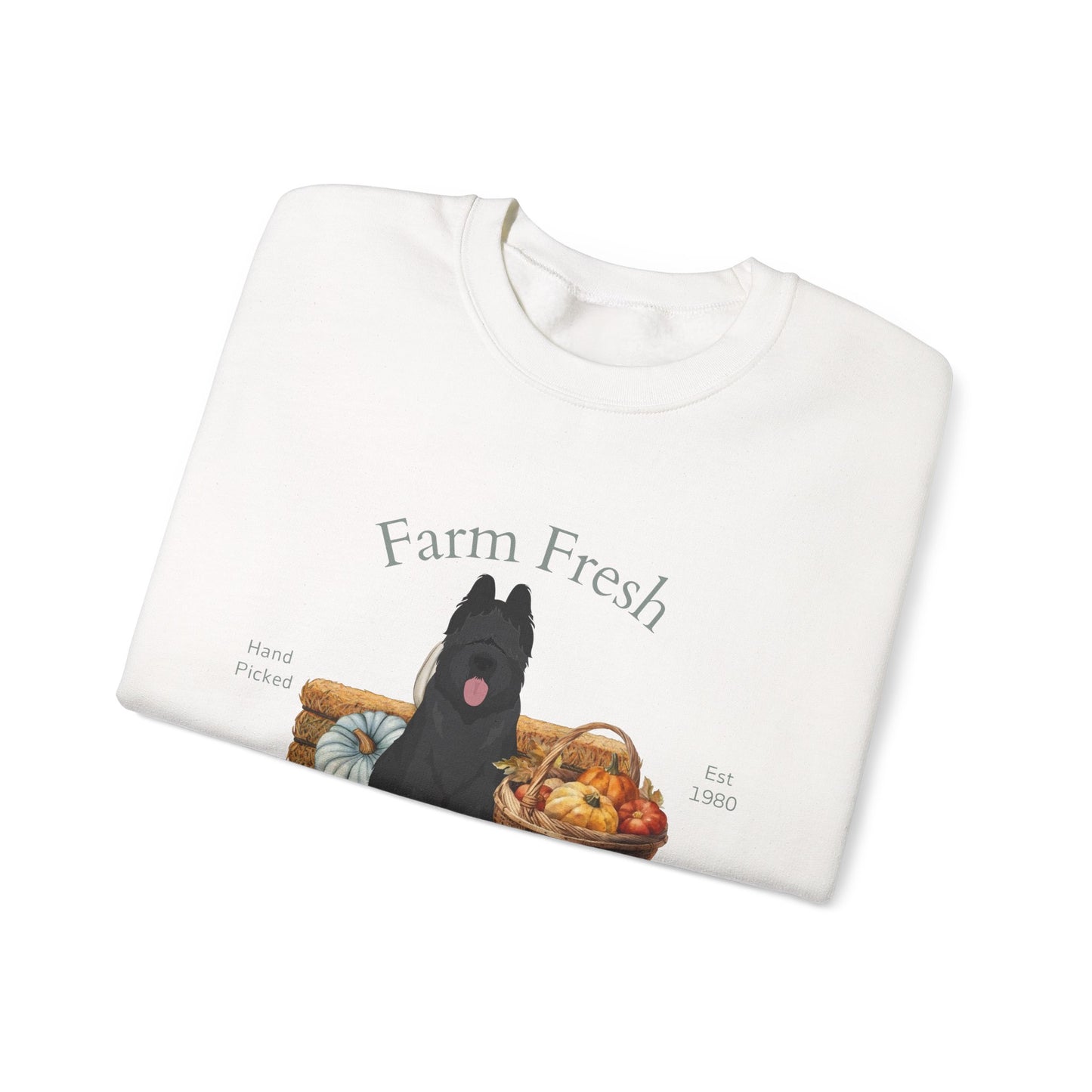 Briard Dog Fall Farm Fresh Unisex Heavy Blend Crewneck Sweatshirt
