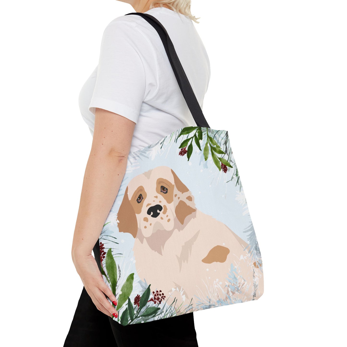 Clumber Spaniel Dog Christmas Holiday Tote Bag 16x16