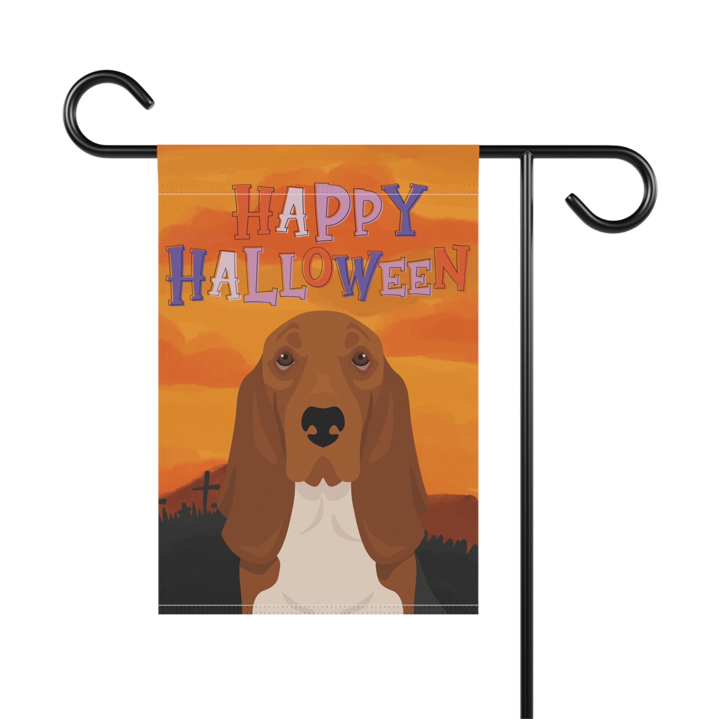 Basset Hound Dog Halloween Garden Flag