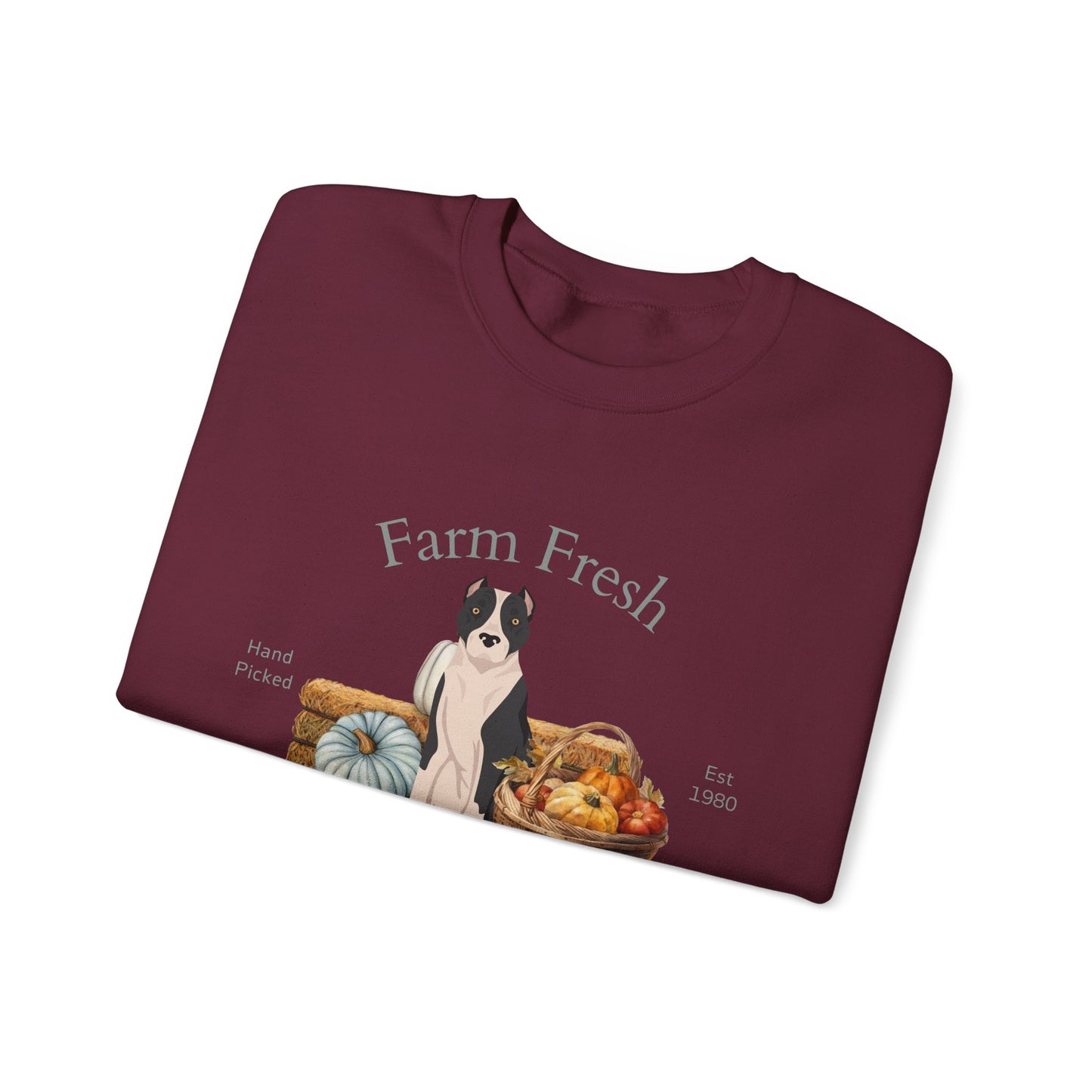 American Staffordshire Terrier Dog Fall Farm Fresh Unisex Heavy Blend Crewneck Sweatshirt