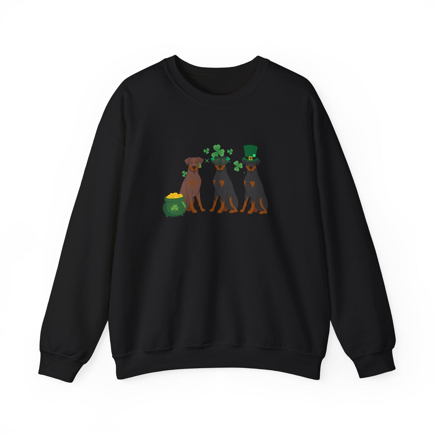Doberman Pinscher Dog St Patricks Day Unisex Heavy Blend Crewneck Sweatshirt, St Pattys day, Cute Dog Mom Gift