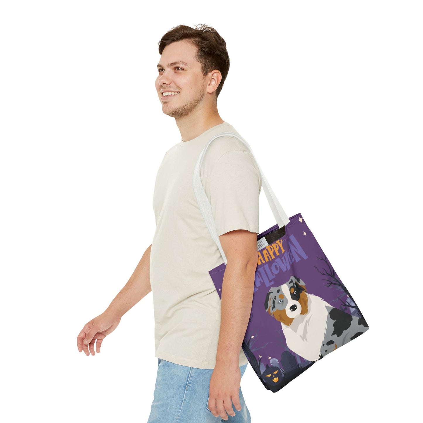 Australian Shepherd Dog Happy Halloween Tote Bag 16x16