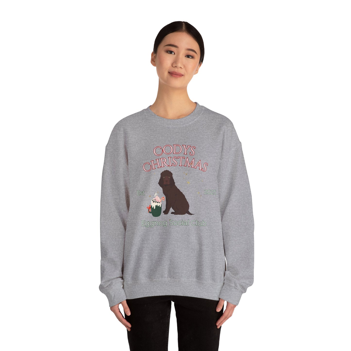 Irish Water Spaniel Dog Christmas Social Club Unisex Heavy Blend Crewneck Sweatshirt Custom Name