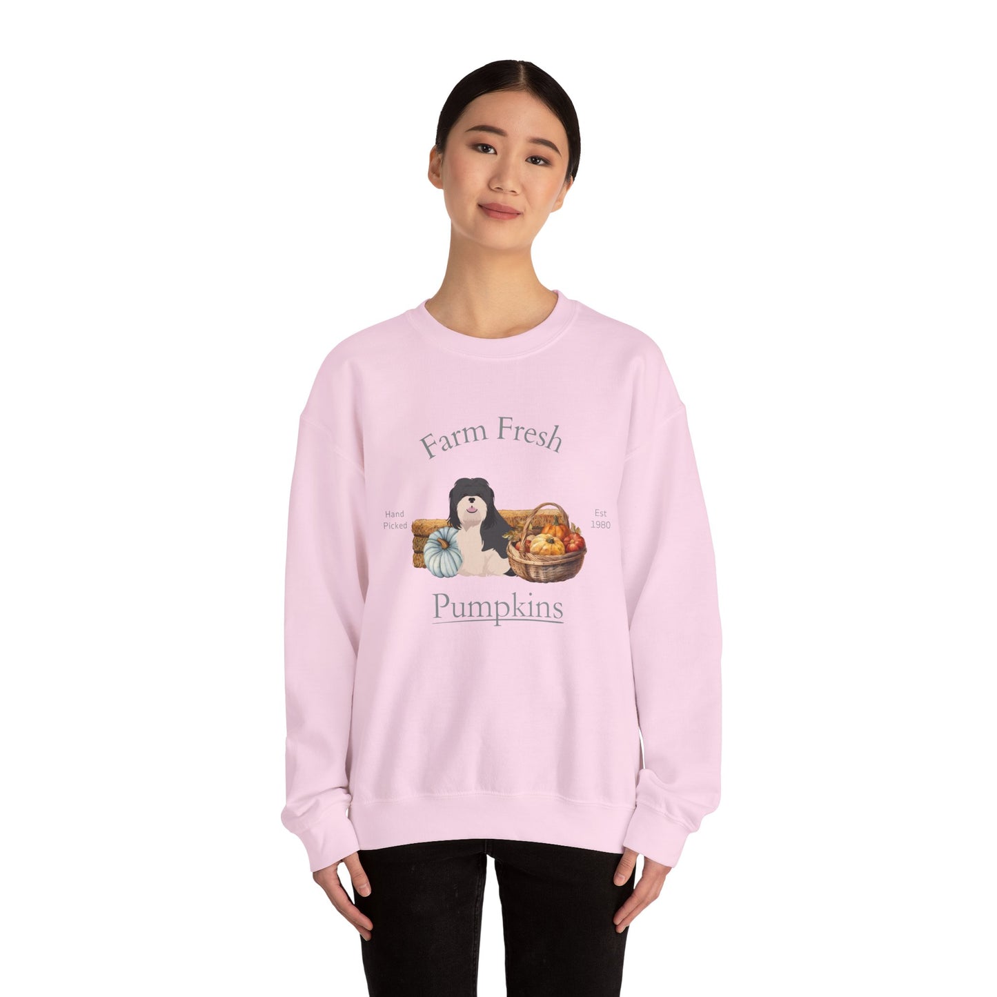 Lhasa Apso Dog Fall Farm Fresh Unisex Heavy Blend Crewneck Sweatshirt