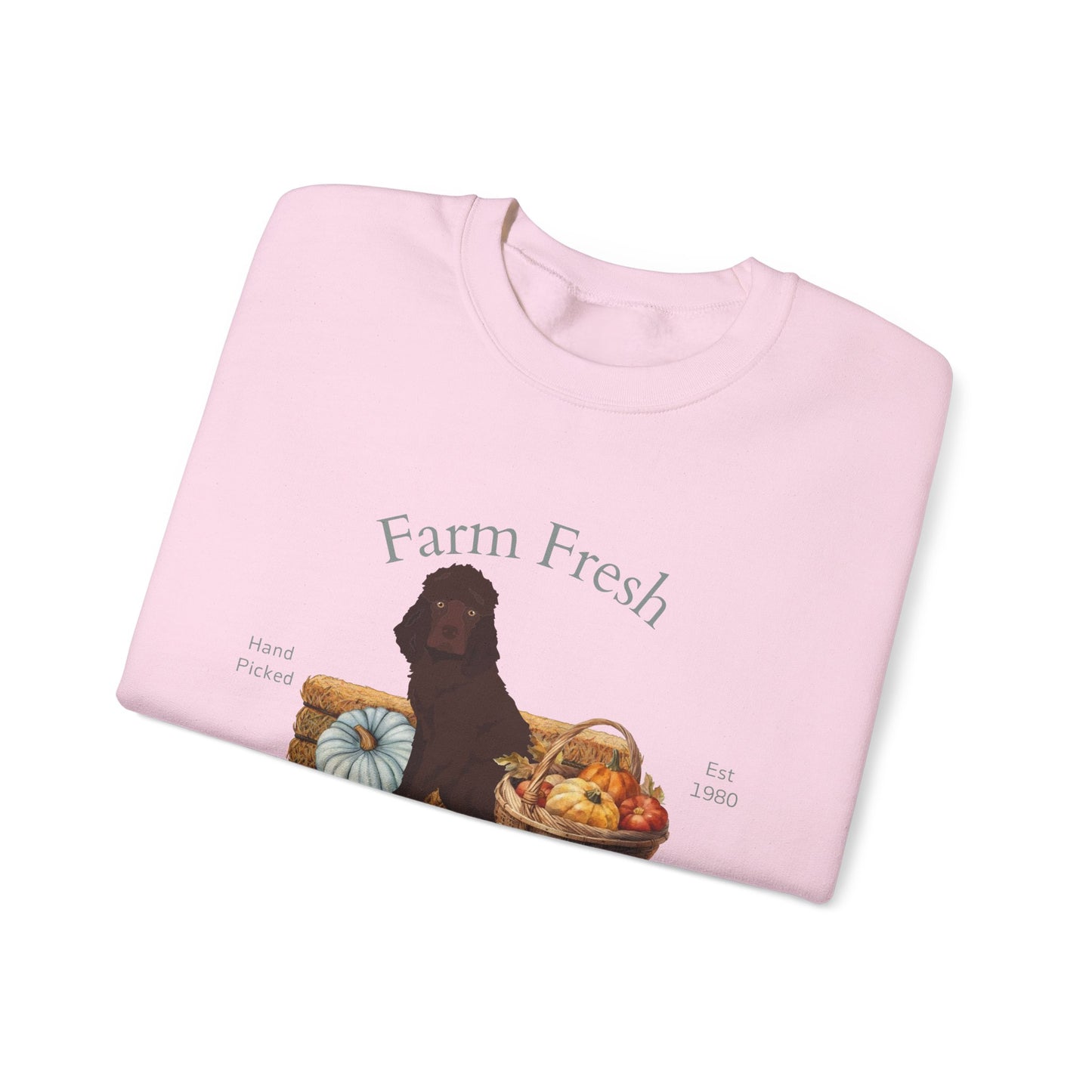 Irish Water Spaniel Dog Fall Farm Fresh Unisex Heavy Blend Crewneck Sweatshirt
