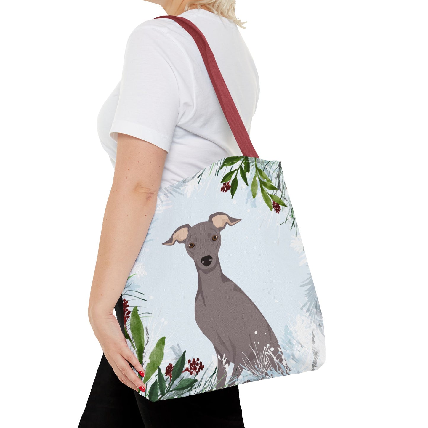 Italian Greyhound Dog Christmas Holiday Tote Bag 16x16