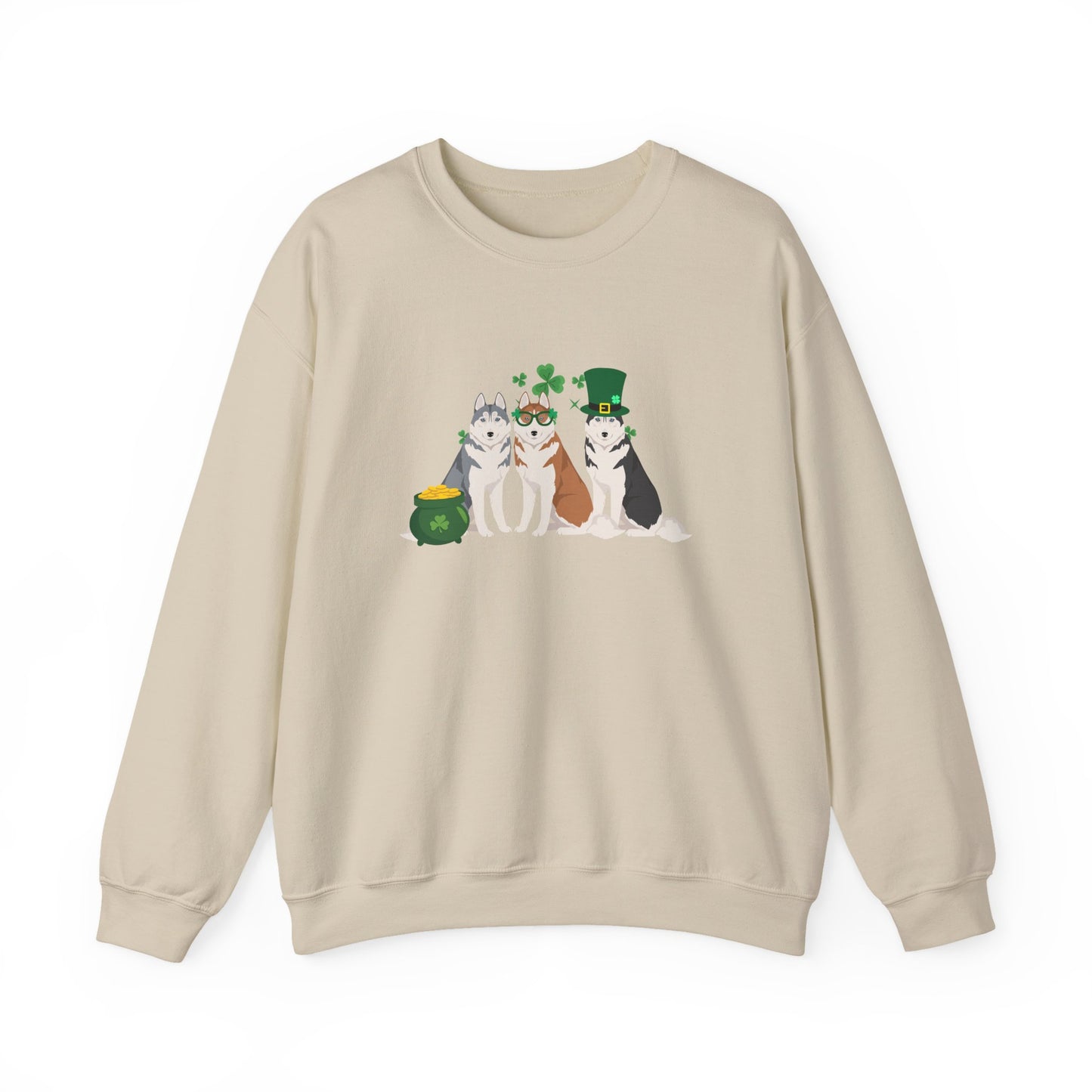Siberian Husky Dog St Patricks Day Unisex Heavy Blend Crewneck Sweatshirt, St Pattys day, Cute Dog Mom Gift