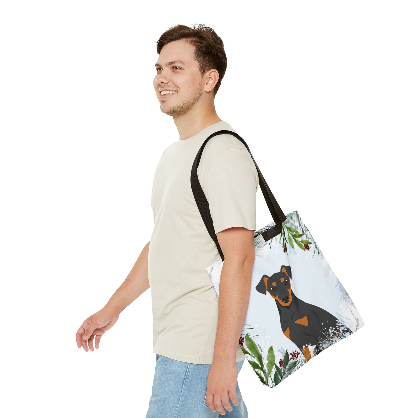 German Pinscher Dog Christmas Holiday Tote Bag 16x16