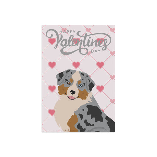 Mini American Shepherd Dog Valentines Day Garden Flag
