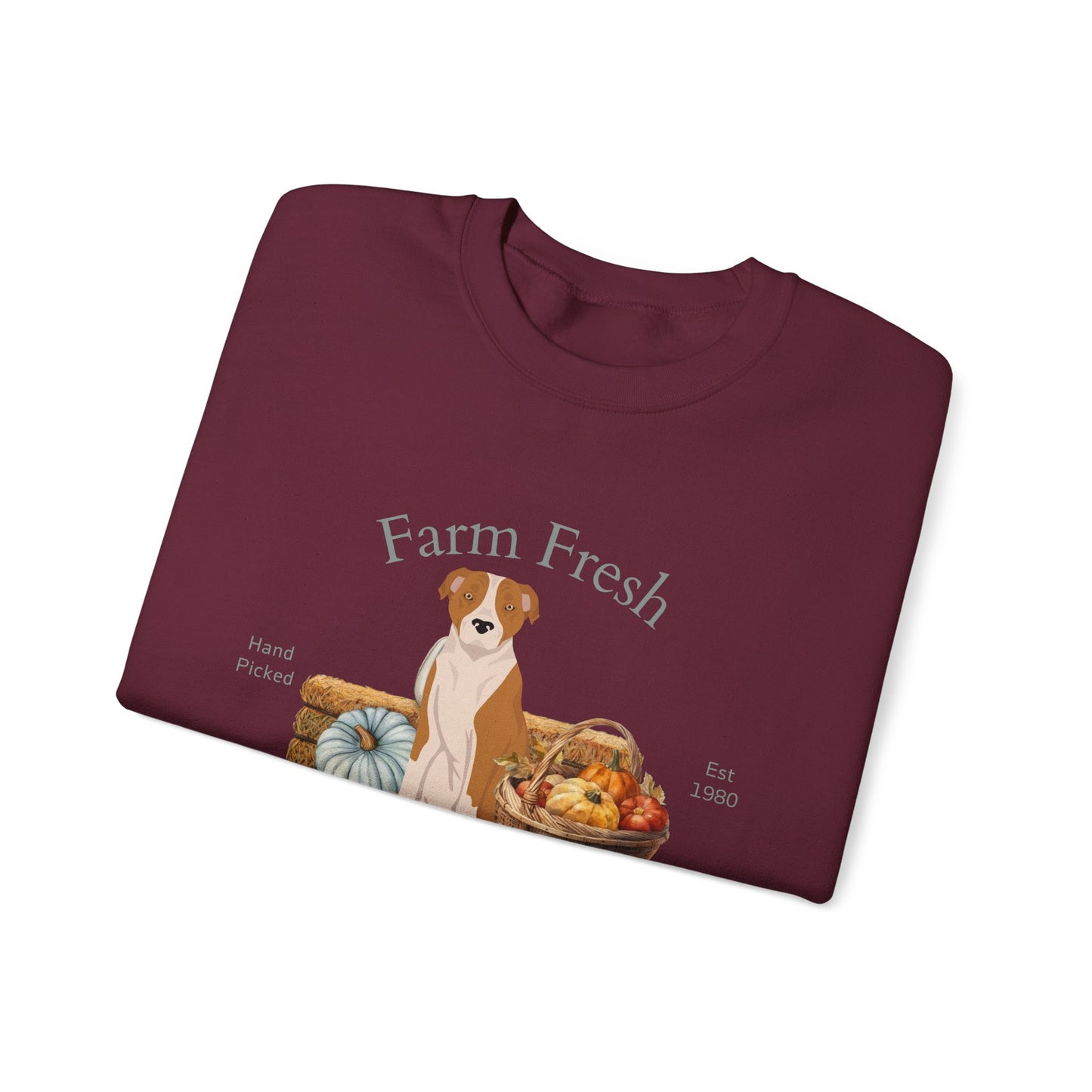 American Staffordshire Terrier Dog Fall Farm Fresh Unisex Heavy Blend Crewneck Sweatshirt