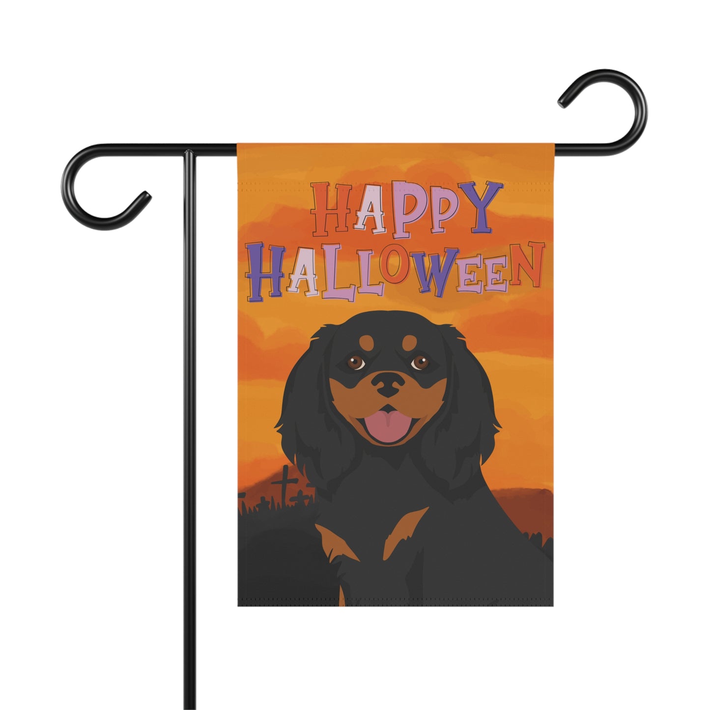 Cavalier King Charles Spaniel Dog Halloween Garden Flag