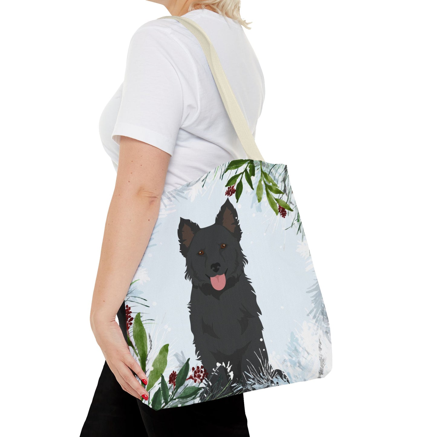 Mudi Dog Christmas Holiday Tote Bag 16x16