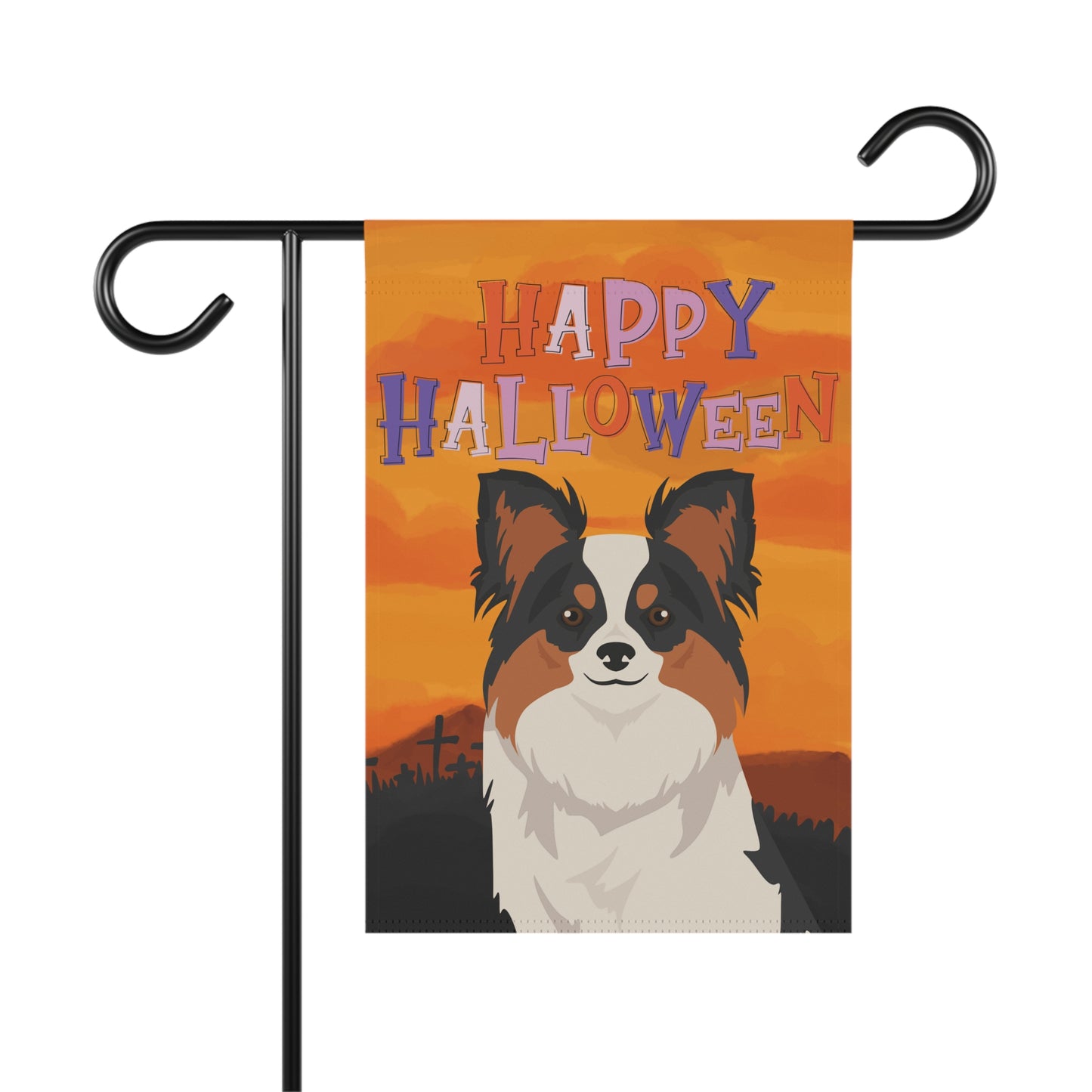 Papillon Dog Halloween Garden Flag