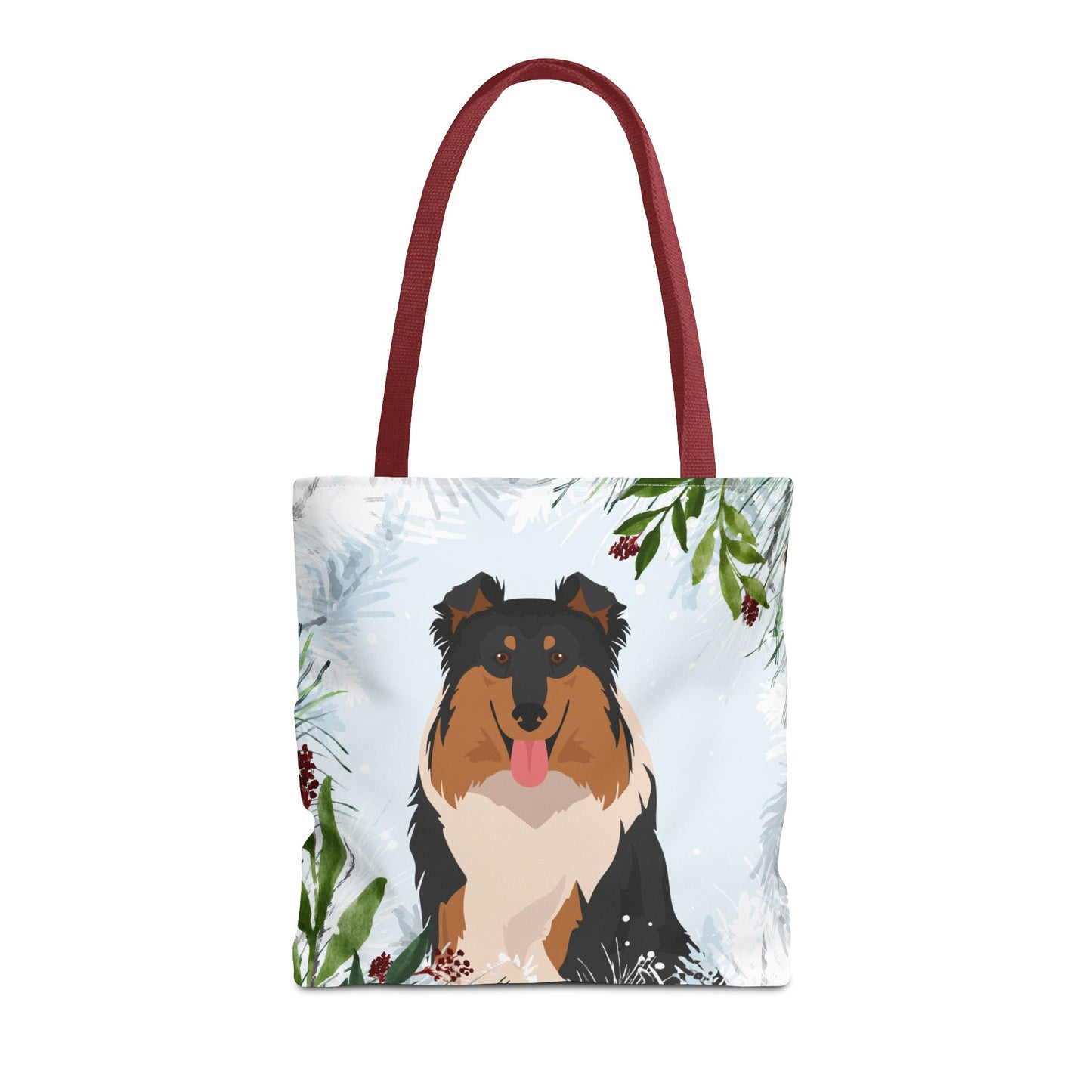 Collie Dog Christmas Holiday Tote Bag 16x16