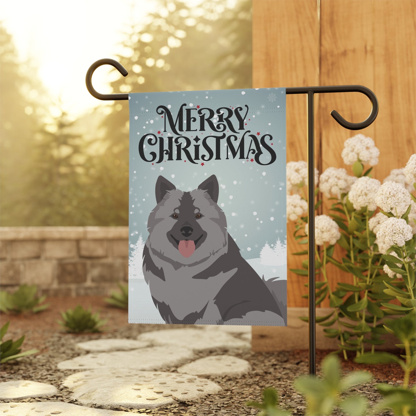 Keeshond Dog Garden Flag