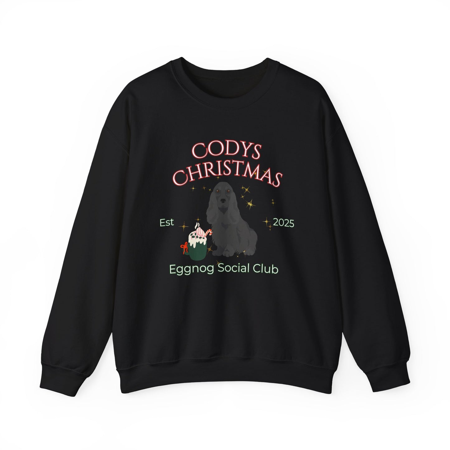 English Cocker Spaniel Dog Christmas Social Club Unisex Heavy Blend Crewneck Sweatshirt Custom Name