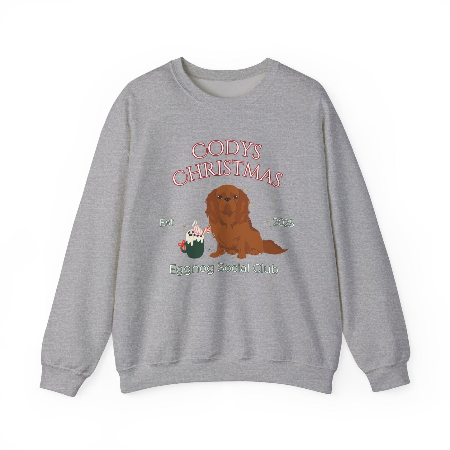 English Toy Spaniel Dog Christmas Social Club Unisex Heavy Blend Crewneck Sweatshirt Custom Name
