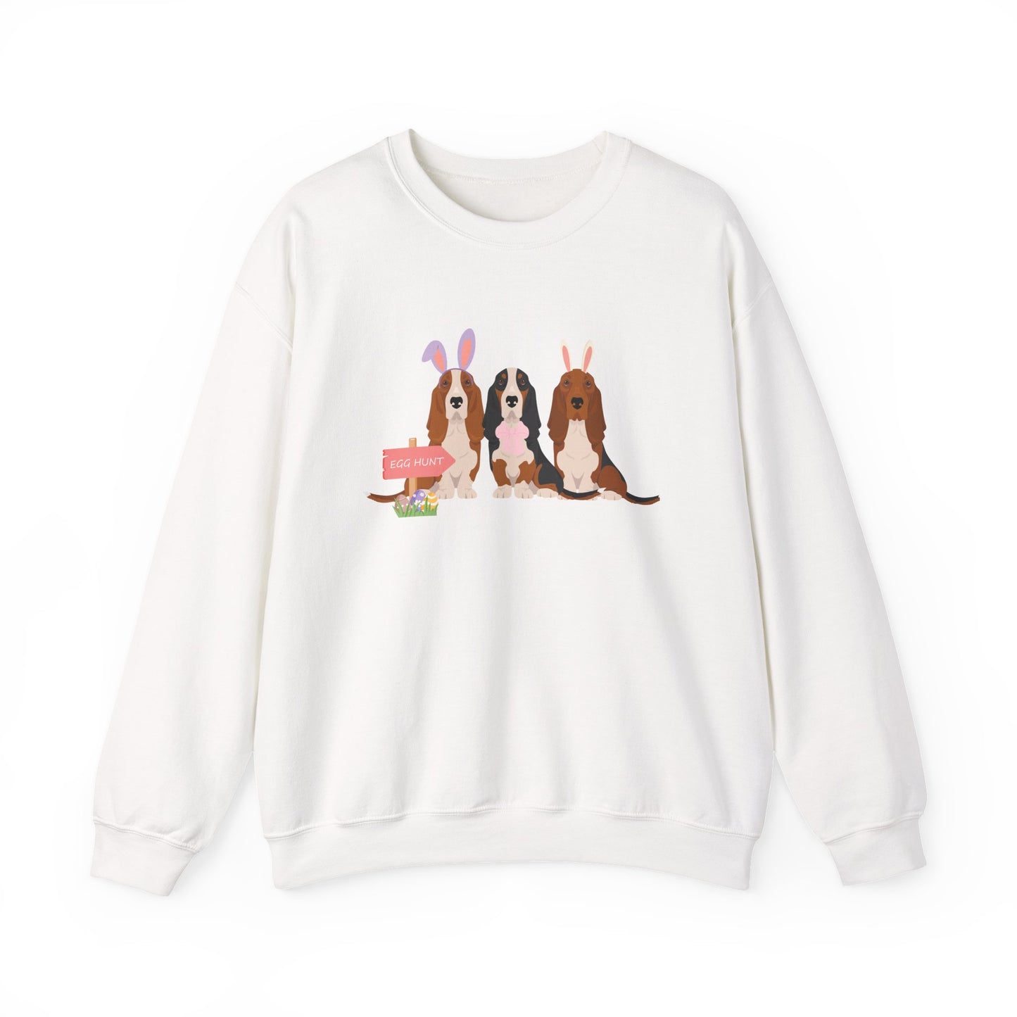 Basset Hound Dog Easter Unisex Heavy Blend Crewneck Sweatshirt, Easter, Cute Dog Mom Gift
