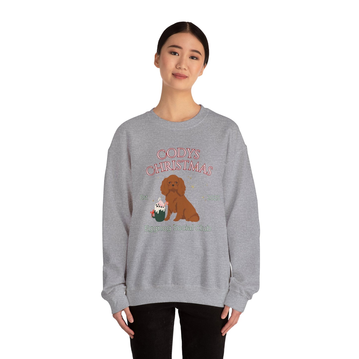 Cavalier King Charles Spaniel Dog Christmas Social Club Unisex Heavy Blend Crewneck Sweatshirt Custom Name