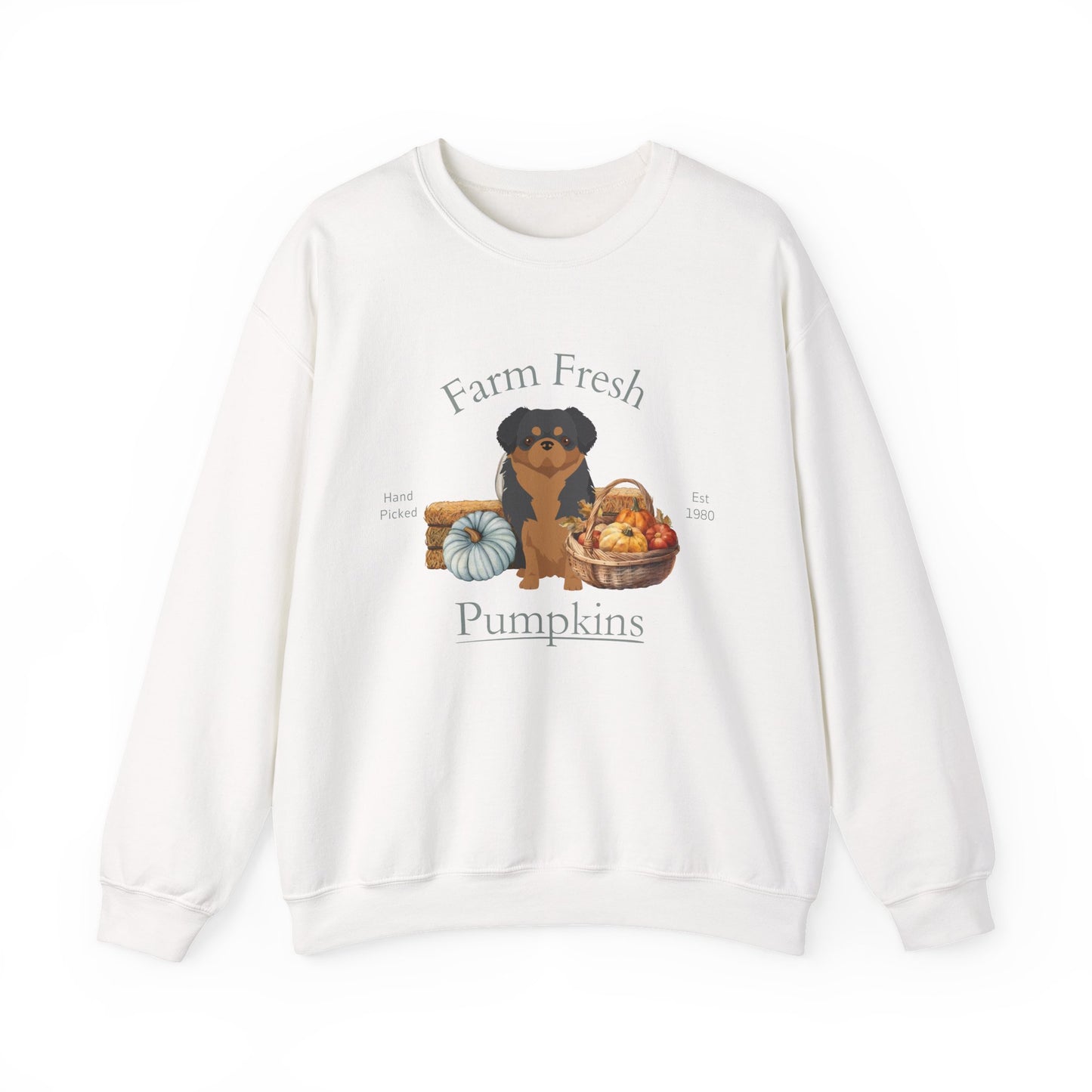 Tibetan Spaniel Dog Fall Farm Fresh Unisex Heavy Blend Crewneck Sweatshirt